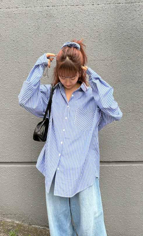 【少量再入荷】ストライプオーバーシャツ